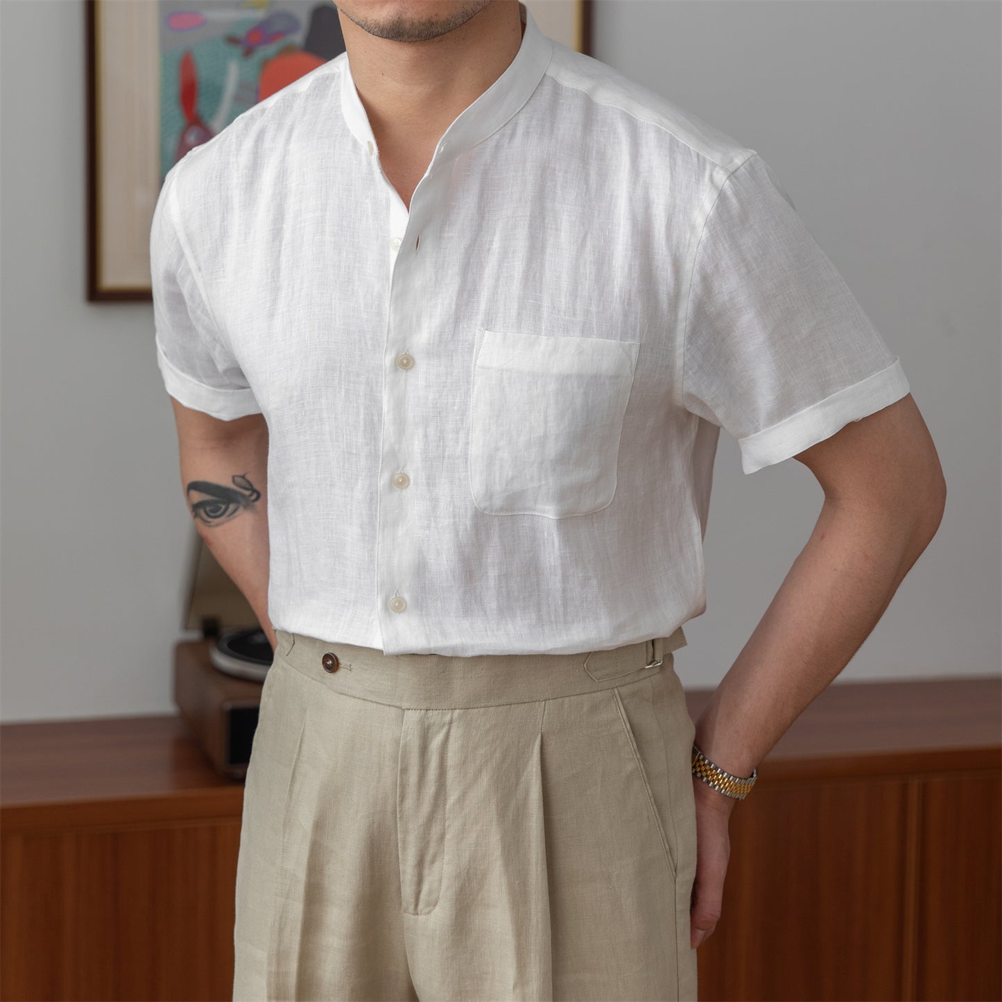 Mandarin Linen Shirt