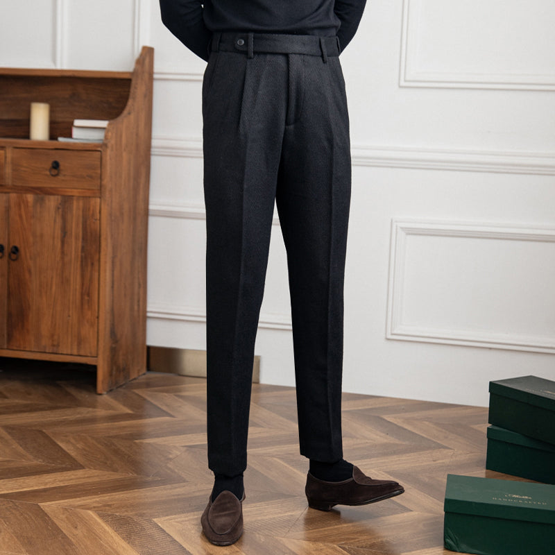 Herringbone Black Trousers