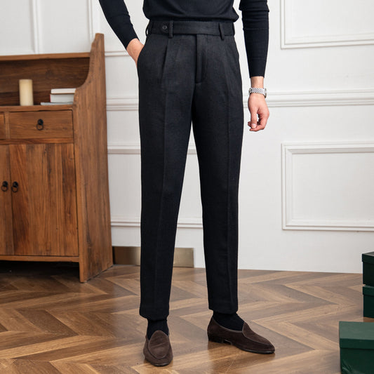 Herringbone Black Trousers