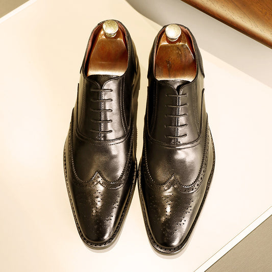 Leather Brogue Oxford Dress Shoes