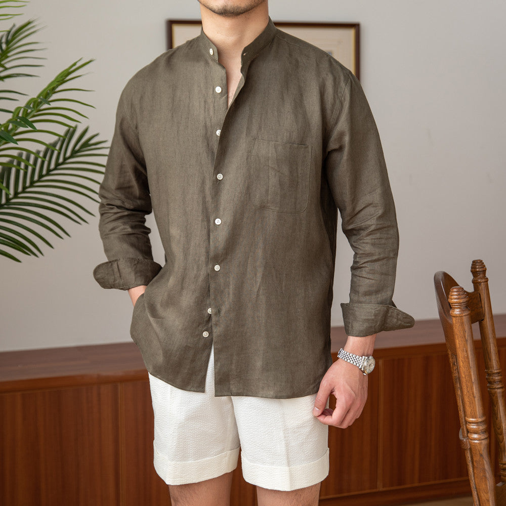 Mandarin Linen Shirt