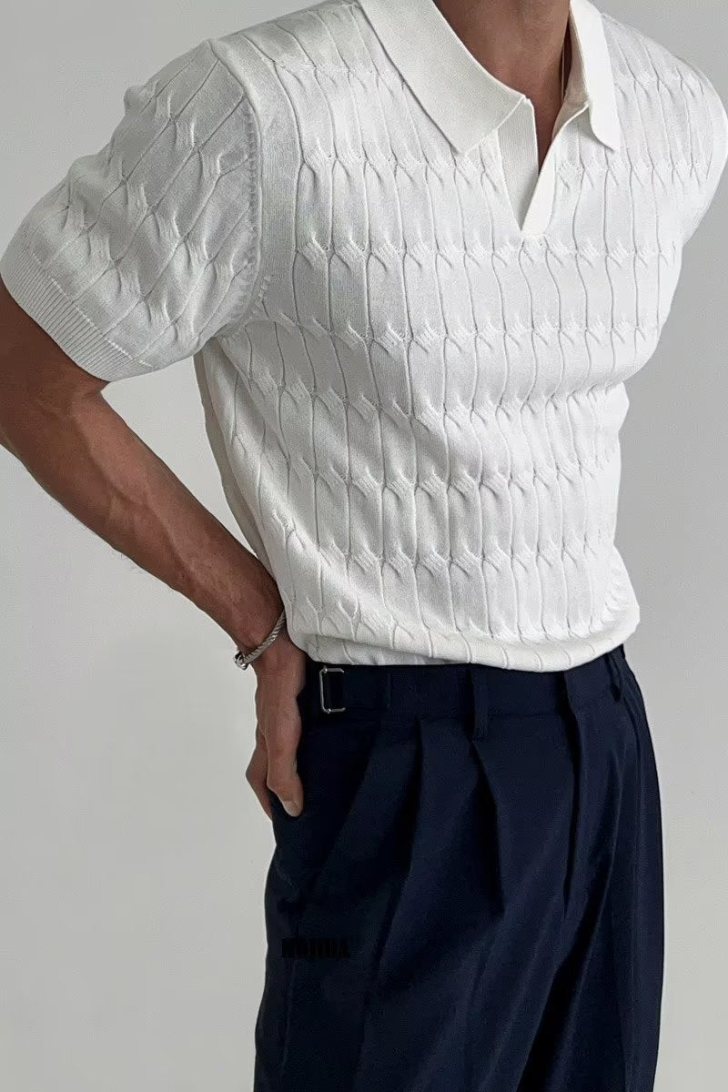 Knitted Button-Less Polo