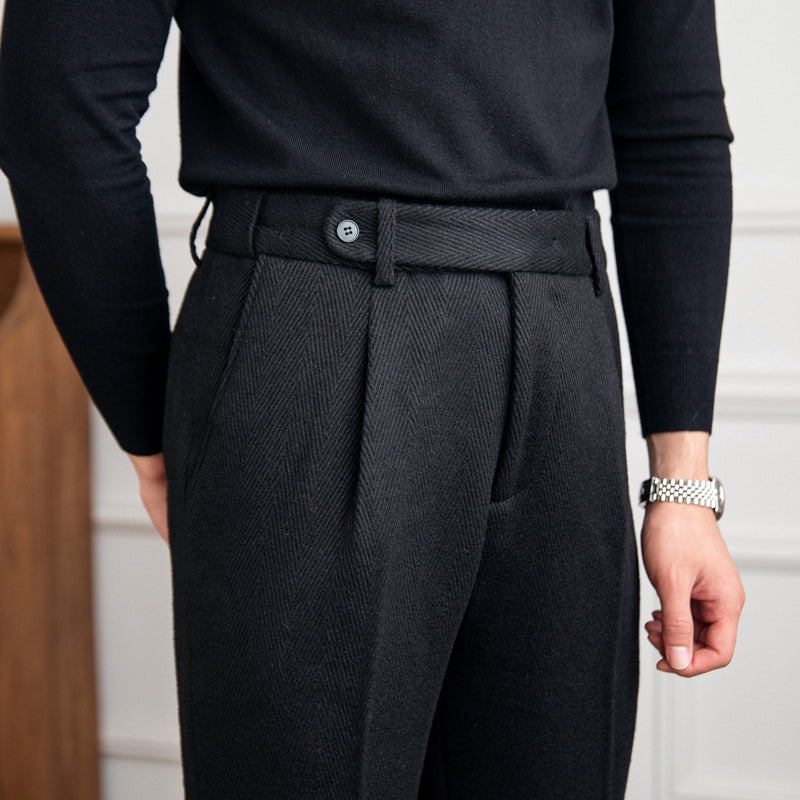 Herringbone Black Trousers