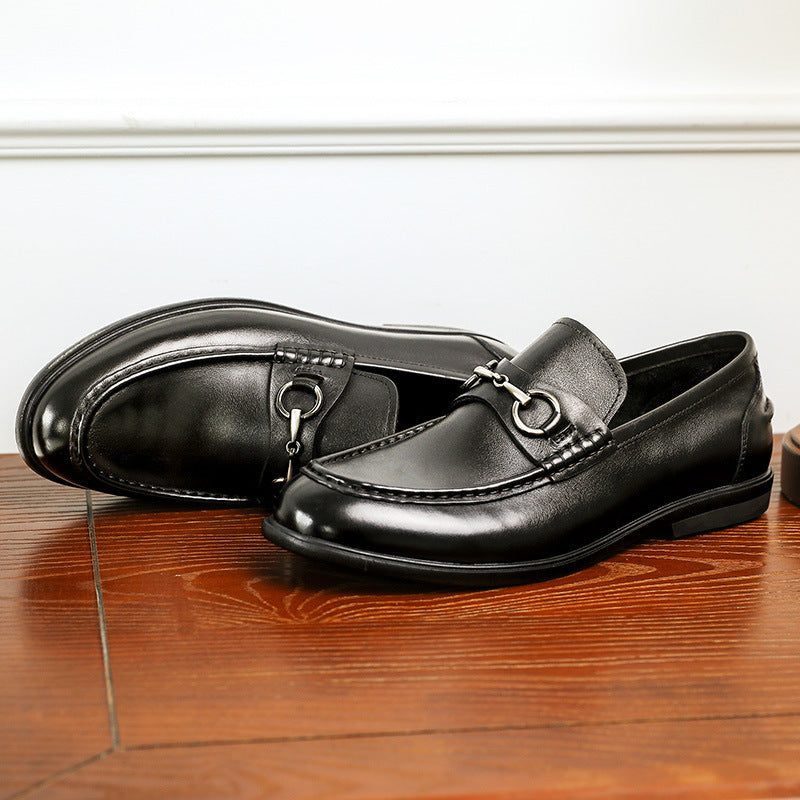 Cow Hide Leather Horse-Bit Loafers