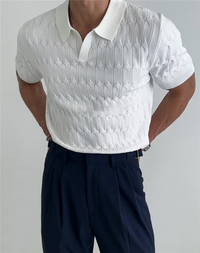 Knitted Button-Less Polo